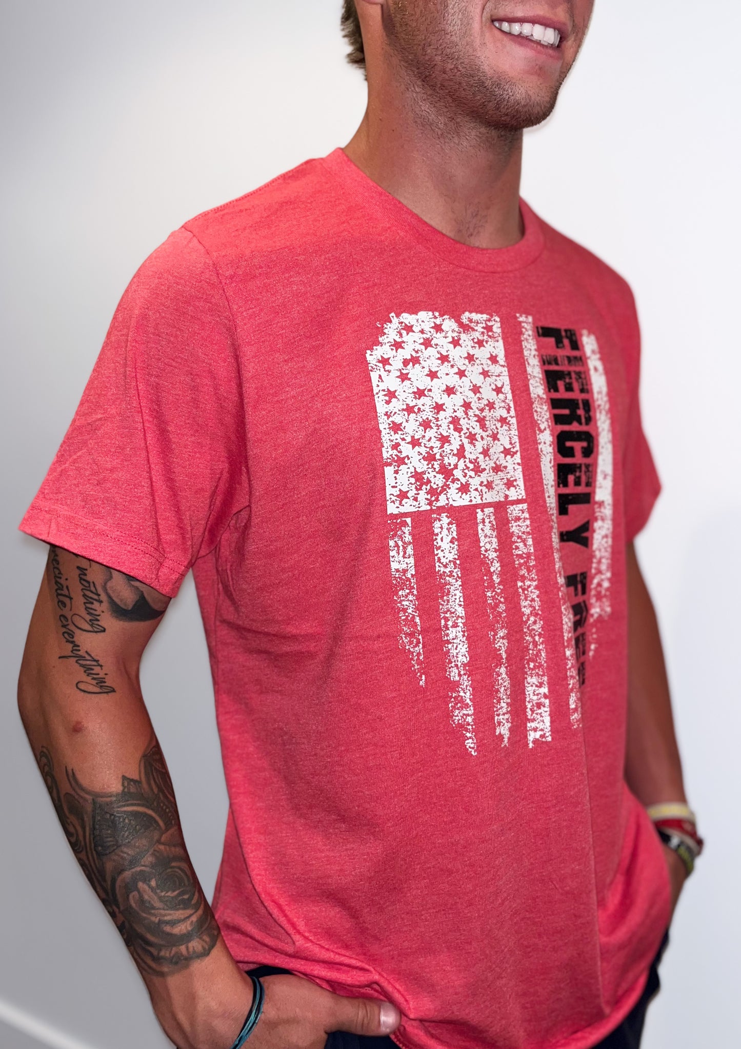 Heather Red Fourth of July T-shirt (American Flag)