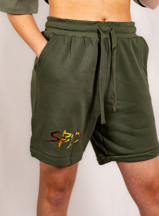 Military Green Unisex Shorts (Holographic SBD Logo)