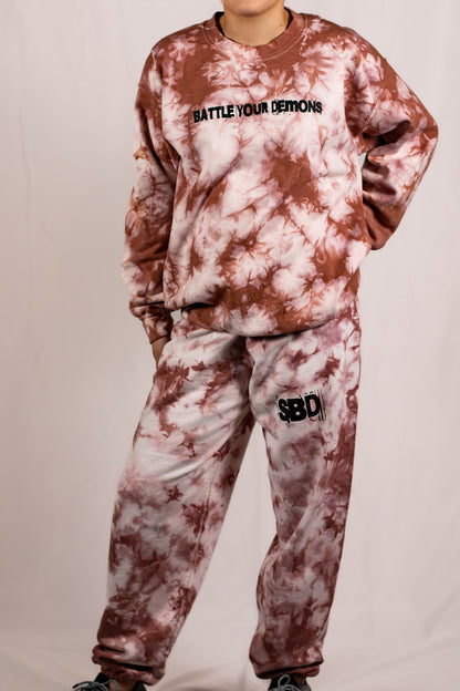 Unisex Mauve Pink Crystal Tie Dye Sweatpants (Matching Set)