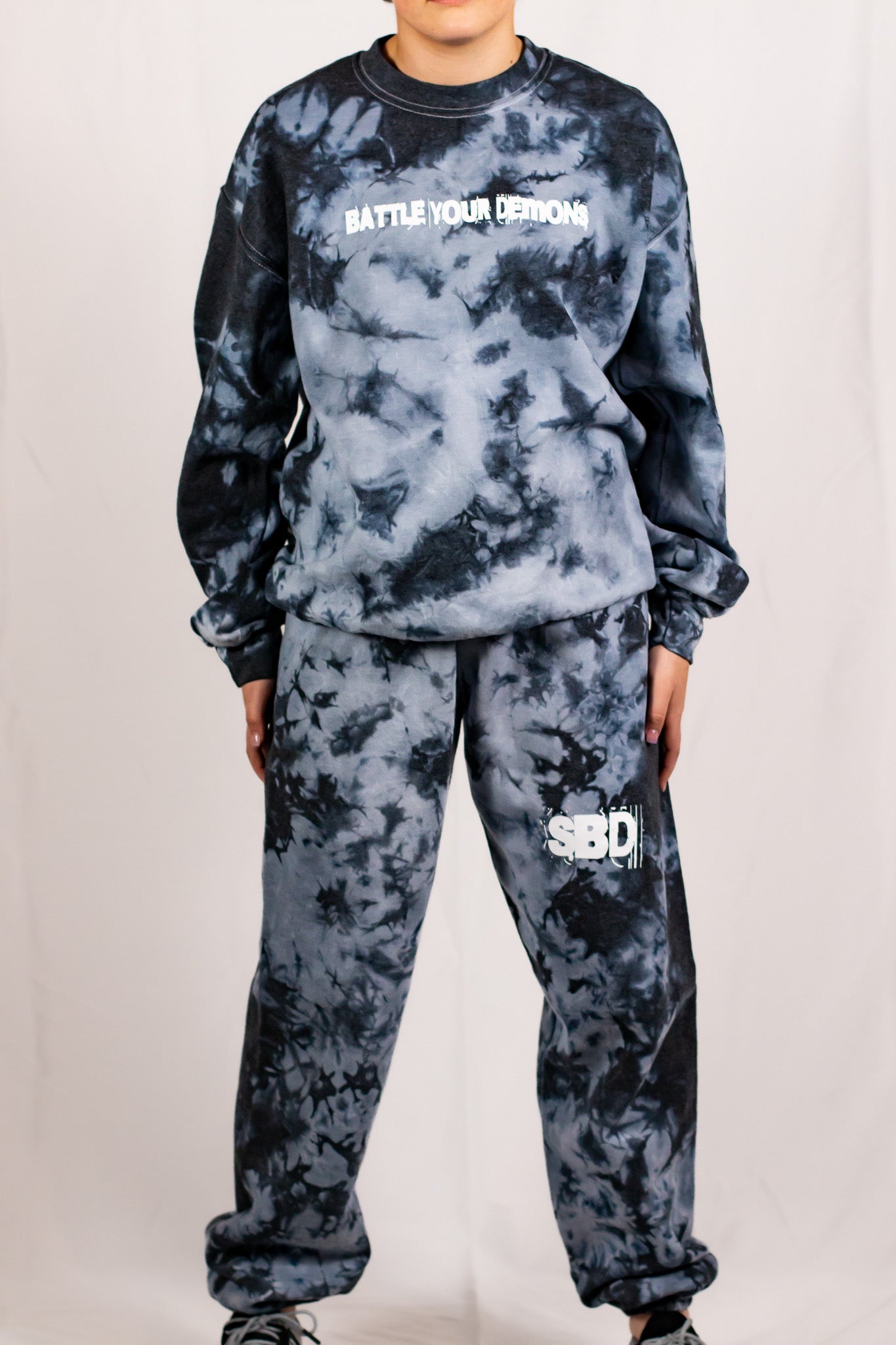 Unisex Black Crystal Tie Dye Crewneck Sweatshirt (Matching Set)
