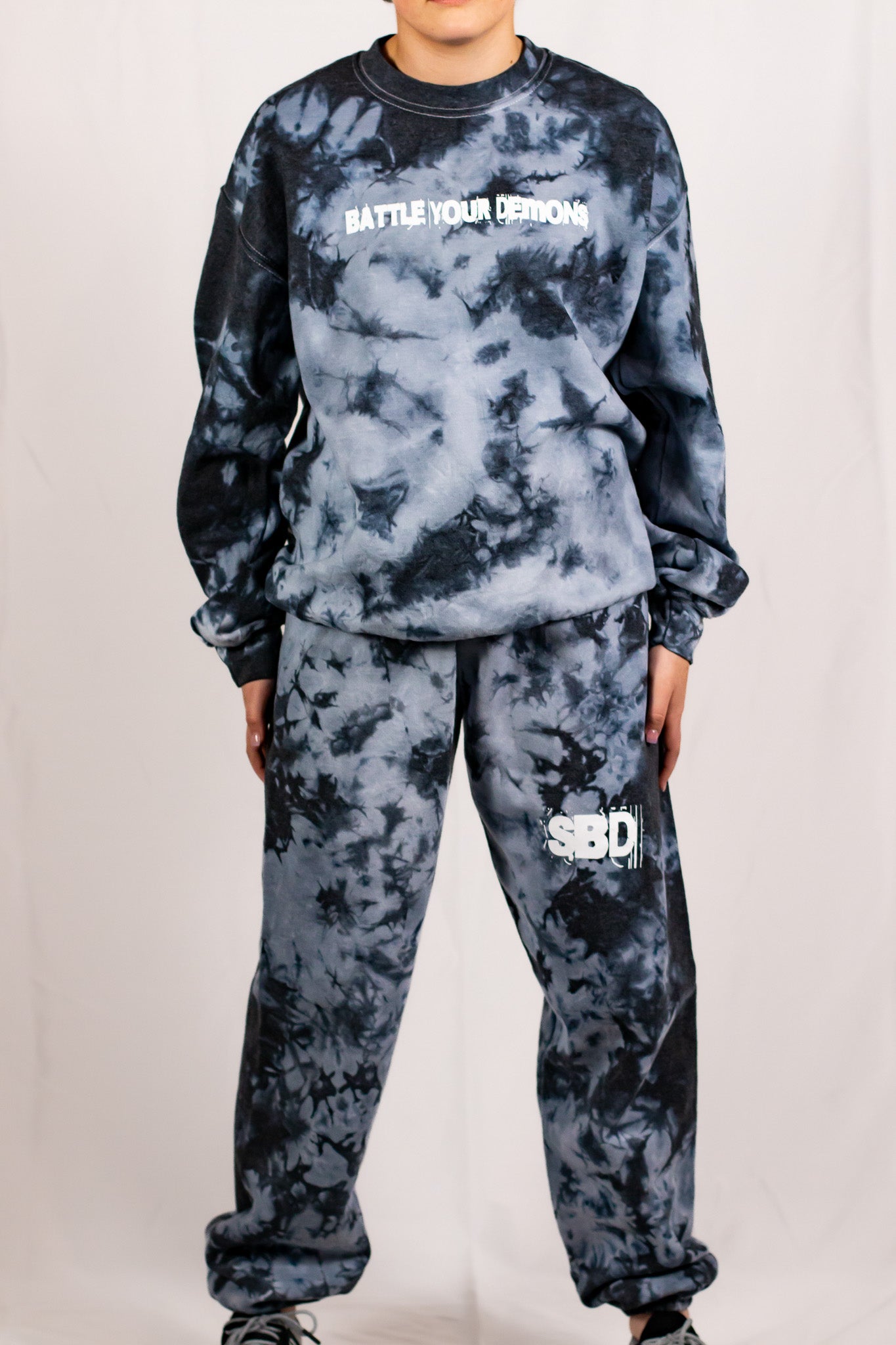 Unisex Black Crystal Tie Dye Sweatpants Matching Set Fiercely